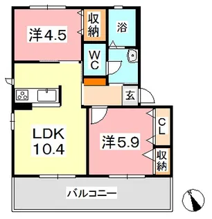 パークタウン茶屋町 K【2階】の間取り