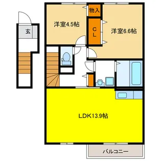 岐阜県羽島郡笠松町円城寺【アパート】の間取り