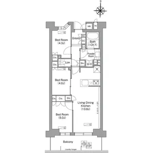 コンフォリア・リヴ八坂富士見【6階】の間取り