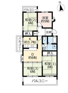 UR奈良青山一丁目【4階】の間取り