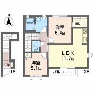 プラザ・カナン弐番館【2階】の間取り
