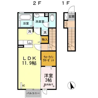 福島県郡山市富久山町福原字境田【アパート】の間取り