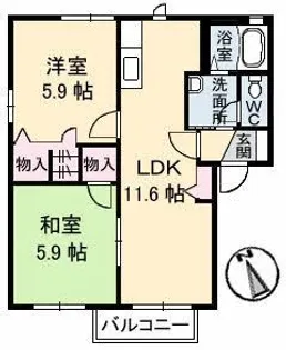 シャーメゾン夢ヶ丘C棟【2階】の間取り