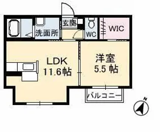 シャーメゾンヤナイC【1階】の間取り