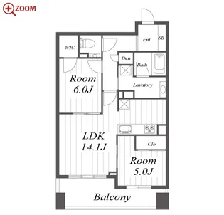 プラウドタワー名古屋久屋大通公園【13階】の間取り