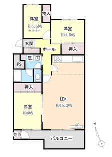 サングリーン松戸 B棟【4階】の間取り