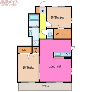 雪月花 G棟【1階】の間取り