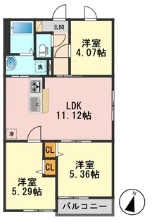 クレディ高砂レジデンス【3階】の間取り