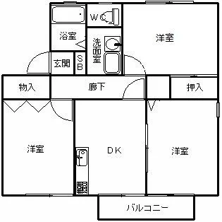 エスポワールカモシダA【1階】の間取り