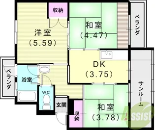 高尾台住宅1号棟【5階】の間取り