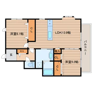 ロイヤル・スクウェア燕沢【2階】の間取り