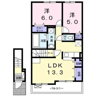 メイプレーヌ E【2階】の間取り