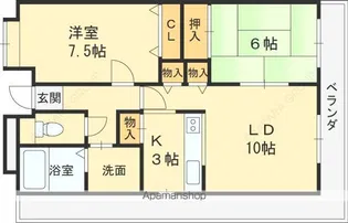 パルティール新石切【2階】の間取り