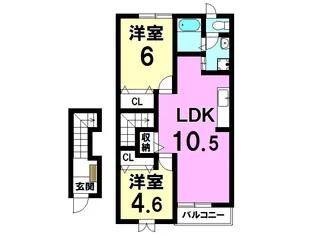 ラルジュシャルダンA【2階】の間取り
