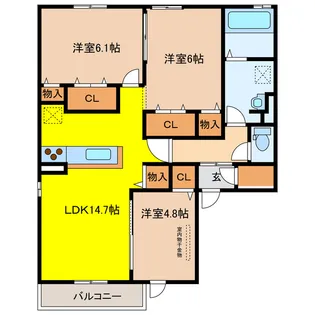 岐阜県大垣市小野1【アパート】の間取り