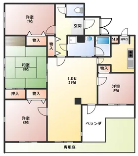 ヒルズコート刀根山【1階】の間取り