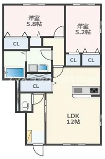 熊本県熊本市中央区新屋敷1【アパート】の間取り