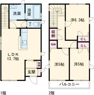 栃木県宇都宮市江曽島2【一戸建】の間取り