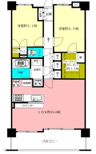 エバーグリーン若葉【6階】の間取り