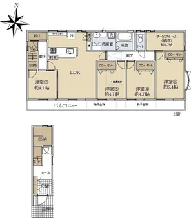 神奈川県横浜市旭区東希望が丘【一戸建】の間取り