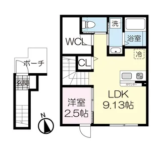 カーサグラシア中江【2階】の間取り