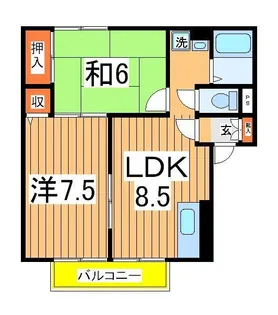サンハイムS-B【2階】の間取り
