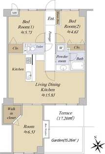 コスモ西川口アンソレール【1階】の間取り