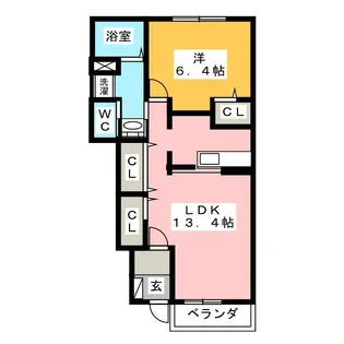 アンジェ・ロゼ B【1階】の間取り