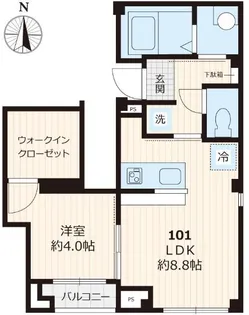 フラット カーク【1階】の間取り