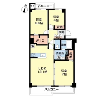 エヴァートコローレ千間台【3階】の間取り