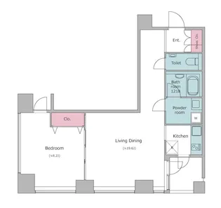 レジディアタワー麻布十番【12階】の間取り
