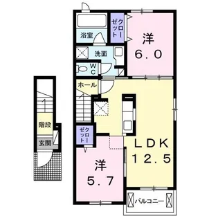 ラフォーレV A【2階】の間取り