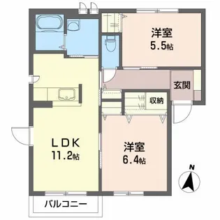 パディ・ヴィレッジ B【2階】の間取り