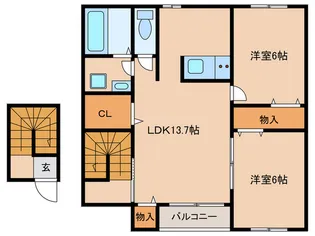 フラッツ秋桜【2階】の間取り