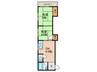 かつらぎコーポ1【2階】の間取り