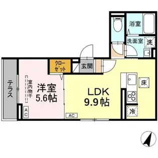 Dフラット東平山B棟【3階】の間取り