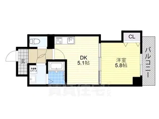 フクダ不動産上本町マンション【5階】の間取り