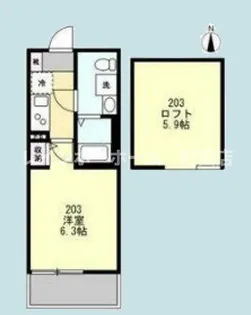 ベイルーム六会日大前【2階】の間取り