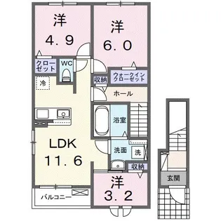 上辺見アパート(028807601)【2階】の間取り