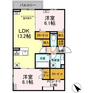 レーヴェ前原町【3階】の間取り
