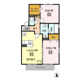 ドルチェA(請西)【2階】の間取り
