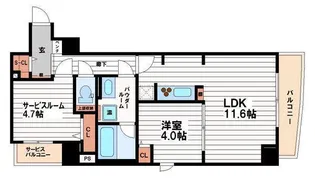 パークフラッツ安堂寺町【5階】の間取り