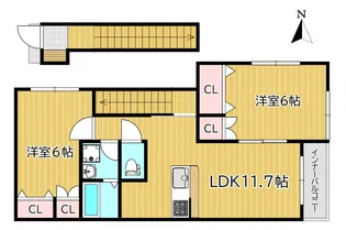 cocoru庭瀬【2階】の間取り