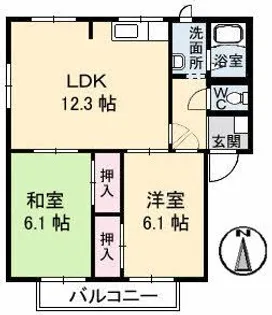 メリーハイム中村 A棟【1階】の間取り