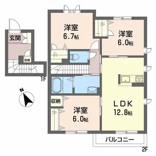 ヴィラロトス B棟【2階】の間取り