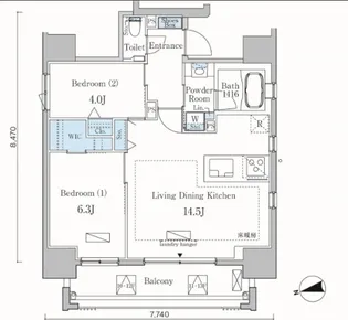 カーサスプレンディッド麻布十番【10階】の間取り
