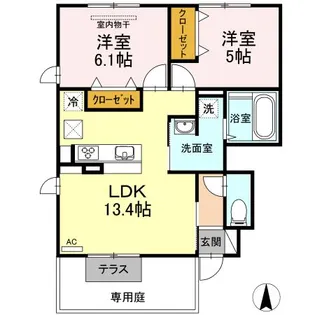 サンライズヤマダ C棟【1階】の間取り