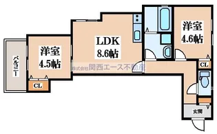 IRIS COURT岡山【1階】の間取り