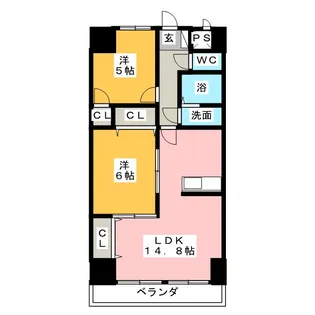 ランバー原田【6階】の間取り