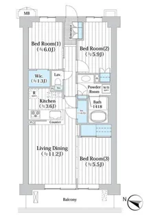 アビティグランデ砧【2階】の間取り